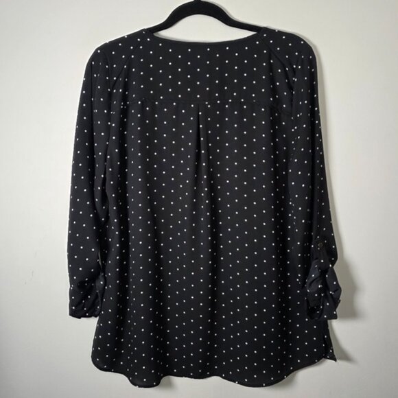 Reitmans Black Polka Dot Blouse Size Large - Picture 8 of 9